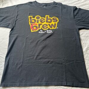 Tim Hortons X Justin Bieber Biebs Brew Black Graphic Tee Employee T-Shirt Large